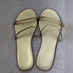 Tkees Gemma Metallic Flats Size 9 Summer Sandals Gold Resort Beach